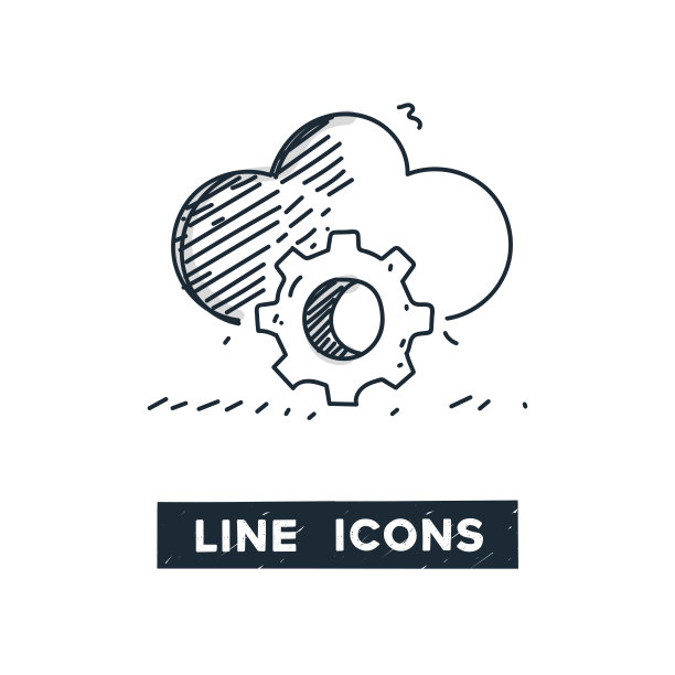 云管理手绘线图标和草图设计图片下载