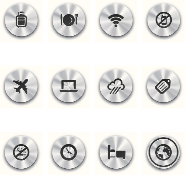 金属航空旅行按钮图片下载
