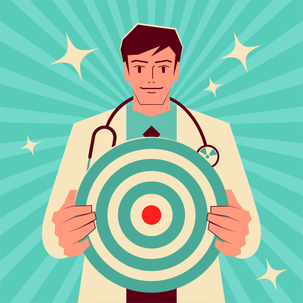 充满激情的医生自信地展示目标或飞镖盘图片下载