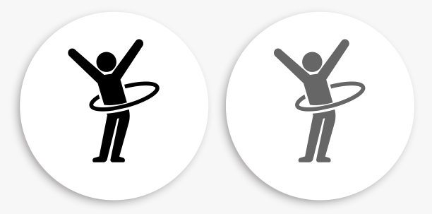 棍图呼啦圈黑白圆形图标图片下载