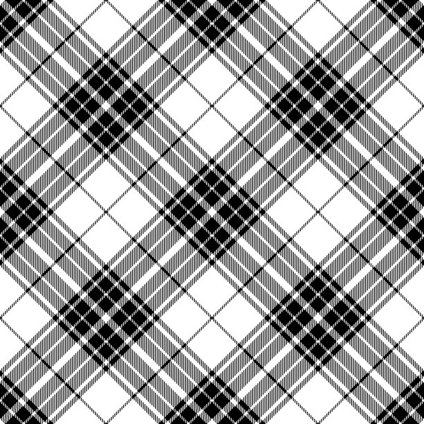 黑白菱形花纹苏格兰格子花呢织物图案图片下载