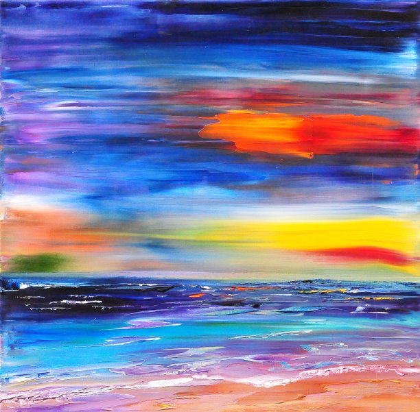 五彩海景当代艺术绘画图片下载
