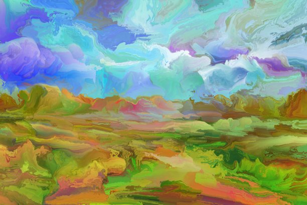 夏日风景，用液体颜料作画图片下载