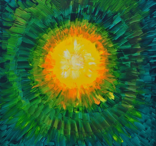 抽象景观与太阳在丛林当代艺术绘画图片下载