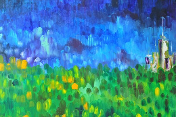 中央公园景观当代艺术绘画图片下载