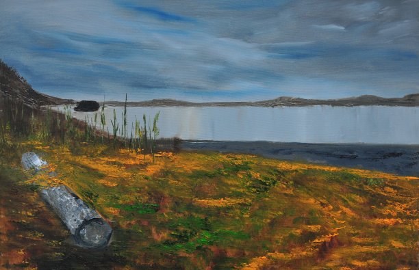 抽象山水与湖泊当代艺术绘画图片下载