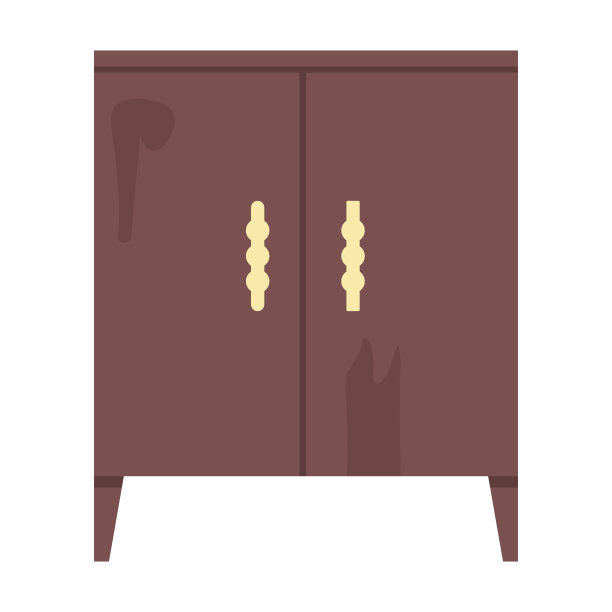 木质橱柜半平面彩色矢量物体图片下载