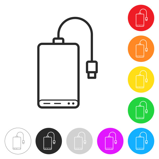 外部硬盘驱动器。彩色按钮上的图标图片下载