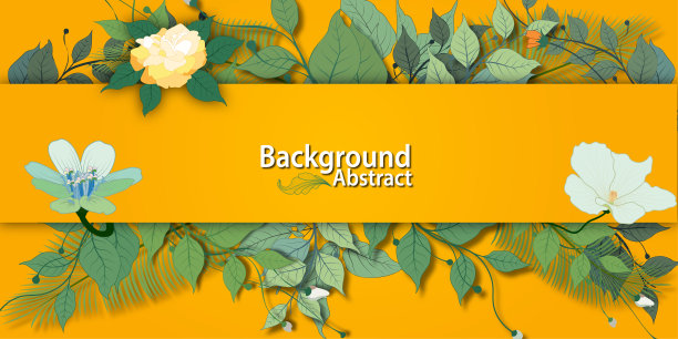 绿色花横幅与银元桉树黄色背景。治疗药草卡片，婚礼邀请，海报，保存日期或问候设计图片下载