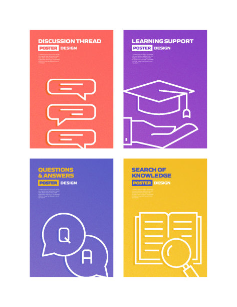 电子学习，在线教育，家庭教育相关手册，封面，海报设计模板。矢量图图片下载