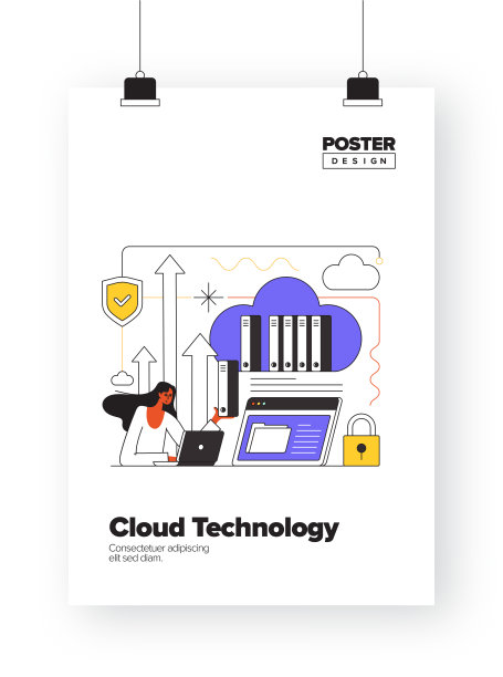 海报，封面和横幅，广告和营销材料的云技术概念图片下载
