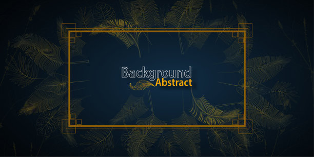 抽象的金色波浪覆盖豪华的叶子背景图片下载