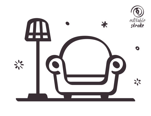 阅读区趣味线条插画图片下载