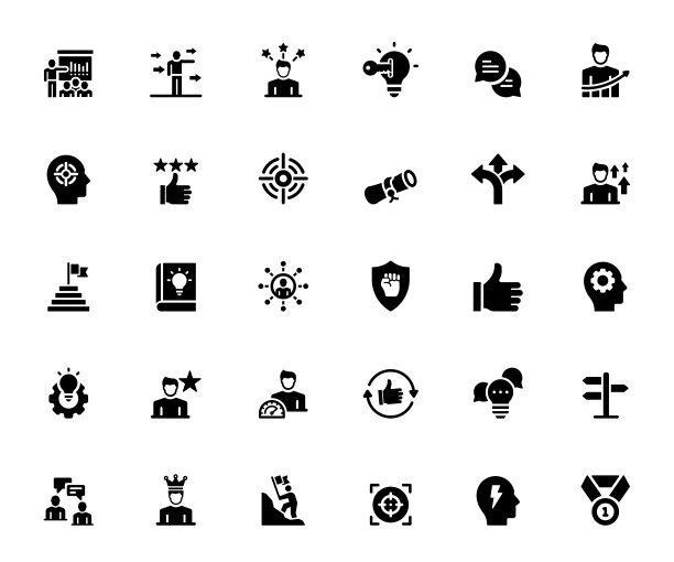 简单的一套指导和培训相关的矢量图标。符号集合图片下载