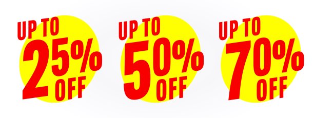 高达25折，50折，70折的贴纸徽章套装图片下载