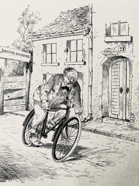 男人满头大汗地骑着自行车活跃地穿过街道图片下载