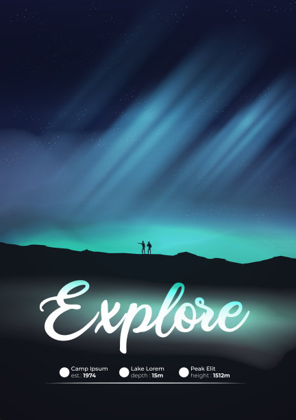 夜晚伴着极光，伴着北极光探险探险图片下载