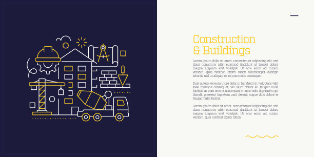 插图向量集建筑行业概念。线条艺术风格的网页，横幅，海报，印刷等背景设计。矢量插图。图片下载