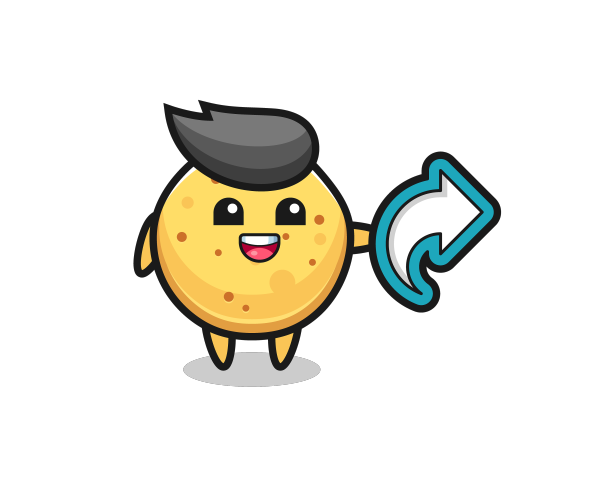 可爱的薯片持有社交媒体分享符号图片下载