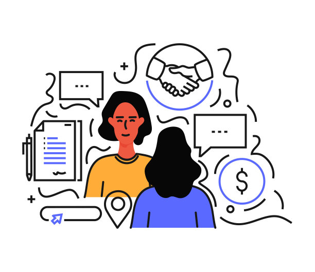 房地产插图。设计是可编辑的，颜色可以改变。矢量创意图标集:合同，待售，房子，住宅楼，房地产代理，房地产投资图片下载