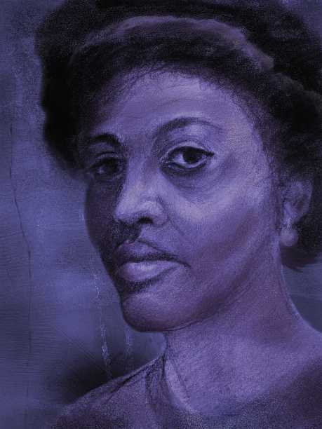 一名年轻黑人女性的近景肖像，仿古绘画风格图片下载