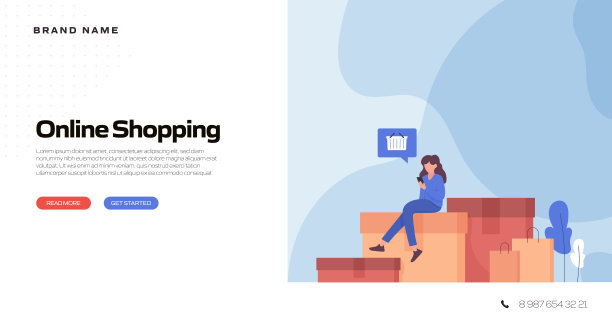 网上购物概念矢量插图登陆页面模板，网站横幅，广告和营销材料，在线广告，业务演示等。图片下载