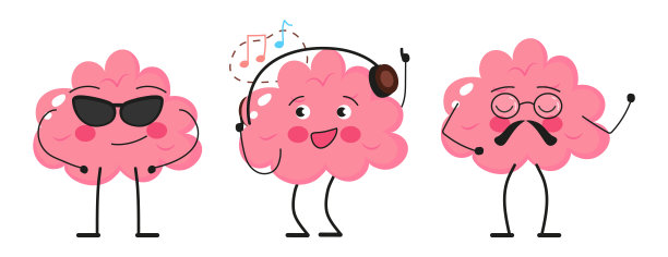 卡通脑表情符号，情感脑向量集。头脑风暴让角色产生不同的情绪图片下载
