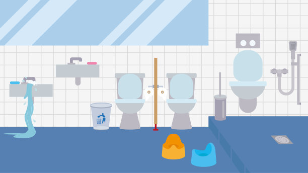 卫生间室内平面设计图解。矢量插图。图片下载