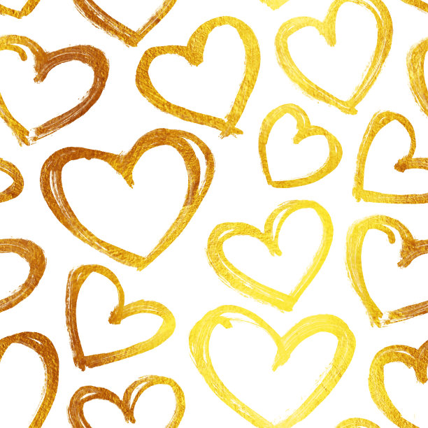 金色纹理纸剪出的形状轮廓不均匀抽象大心-无缝插图在向量-优雅的原始图案设计可见粗糙闪烁明亮的纹理图片下载