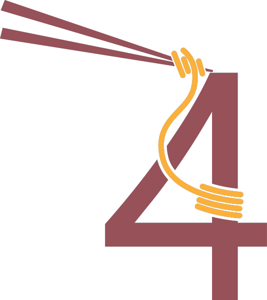 面条设计包裹在数字4图标图片下载