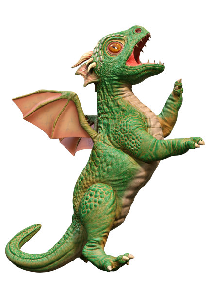 3D渲染童话龙在白色图片下载
