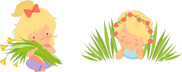 可爱的小男孩和小女孩坐在绿色的草地上图片下载