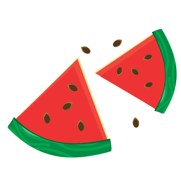 夏季烧烤派对西瓜片全彩色图标设计图片下载