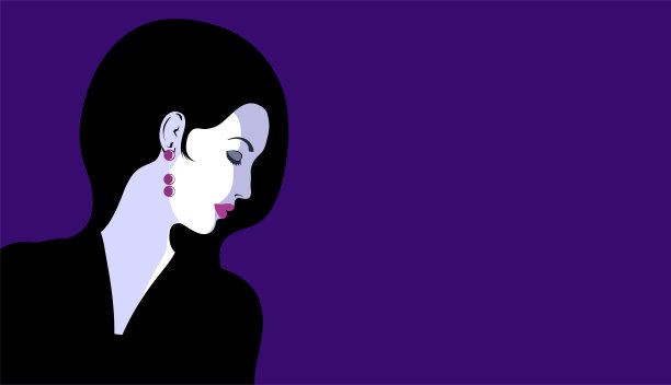 一个女孩侧面的黑白肖像图片下载