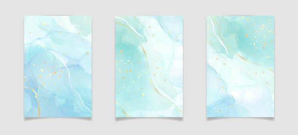 粉彩青色薄荷液体大理石水彩图片下载