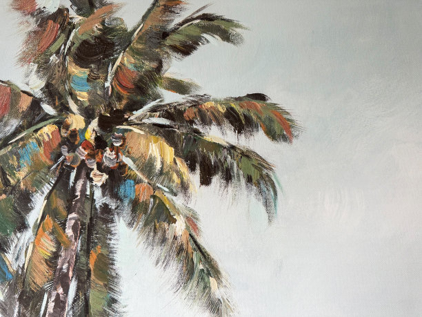 棕榈树的油画图片下载