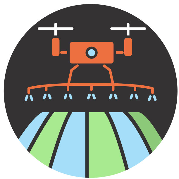 现代农场和农业无人机灌溉图标图片下载