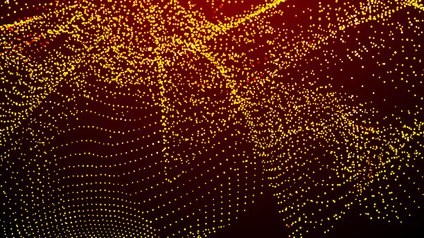 黑色背景上的发光点波。数据技术说明。未来的沙丘景观。3 d渲染。图片下载