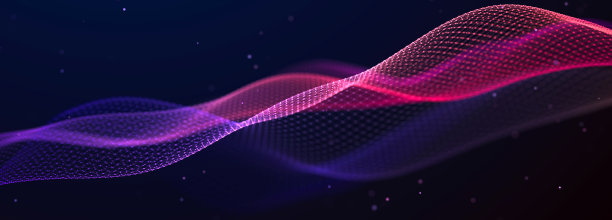 未来的点图案在黑暗的背景。彩色音乐波。大数据。技术或科学旗帜。3D渲染图片下载