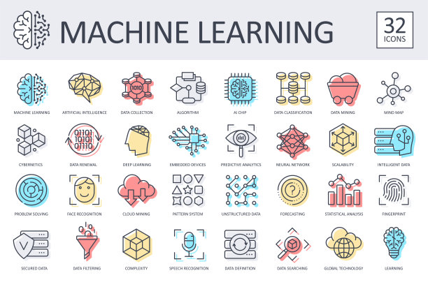 机器学习线颜色偏移图标-向量图片下载