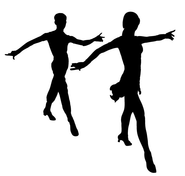 一对青少年在交际舞训练的剪影图片下载