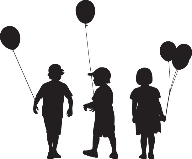 孩子们的气球剪影图片下载