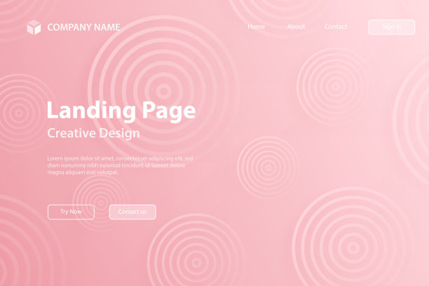 登陆页面模板-抽象渐变背景与粉红色的圆圈图片下载