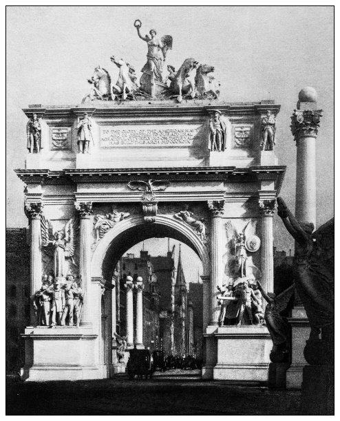 过去重要人物的古董插图:海军上将杜威凯旋门图片下载