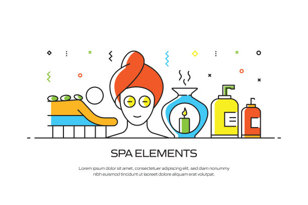 SPA元素相关的线风格横幅设计的网页，标题，小册子，年度报告和书籍封面图片下载