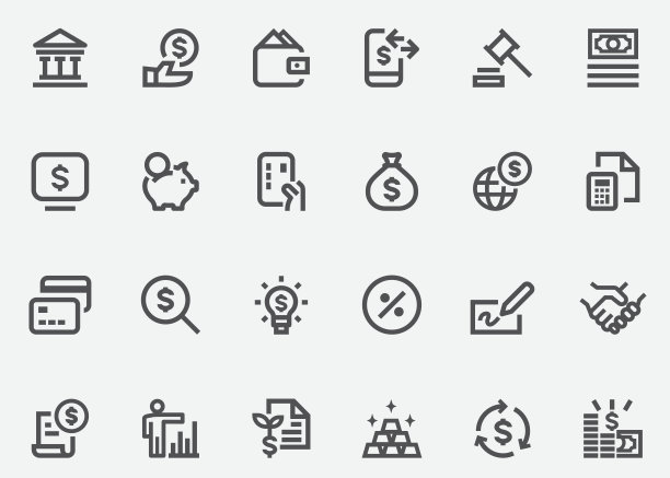 金融和金钱图形线图标图片下载
