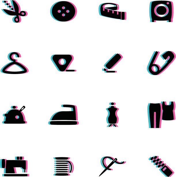 白色背景上的各种图标的特写镜头图片下载