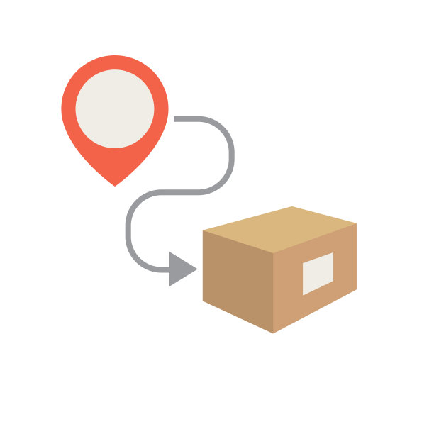 包装位置-物流配送和运输平面彩色图标图片下载