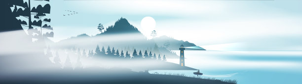 带有灯塔的海滨景观图片下载