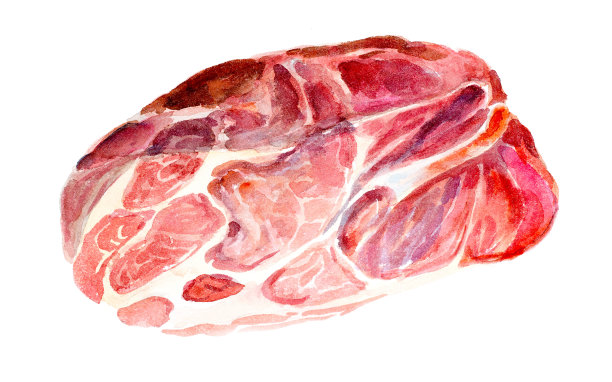 水彩画肉图片下载